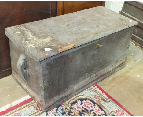 A 19th century tool chest, 99cm wide, (a/f, in need of restoration).