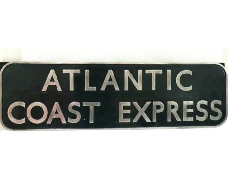 Atlantic Coast Express Locomotive Headboard second style (first version) where first 'A' of Atlantic leads the 'A' in Coast, 