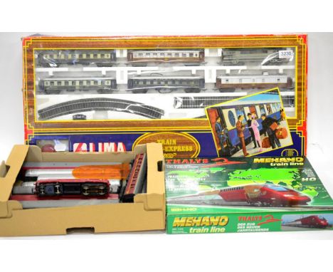 Lima HO Gauge Orient Express Set with SNCF BB 9288 locomotive (E box G-F); Mehano Thalys set (E box G-E) together with a box 