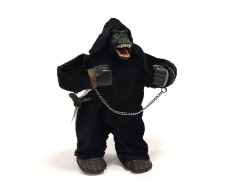 Louis Marx C/w King Kong with plastic hands and face and tin feet 7.5'', 19cm high (G but has been completely recovered with 