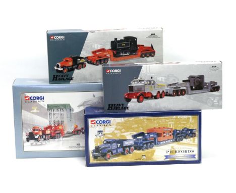 Corgi Heavy Haulage 31009 Wynns Diamond T 24 wheel girder trailer with boiler load; 55201 Pickfords Diamond T Ballast (x2) wi
