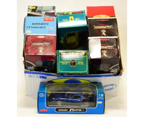 1:18 Scale Diecast a collection of 22 assorted models by Burago, Maisto and others (generally E boxes G-E)