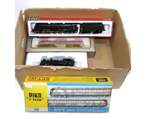 HO Gauge Locomotives Jouef 8260 4-8-2 SNCF 241P7; Fleischmann 4095 0-10-0T NS 9602; Piko Two-car SVT 137 Railcar set and Bert