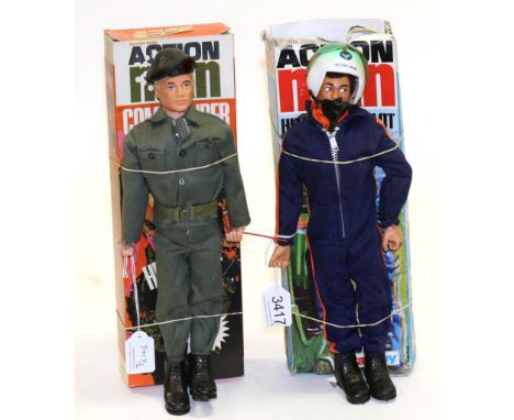 Palitoy Action Man Commander He Talks (E box G) and Helicopter Pilot (E box F-P) (2) 