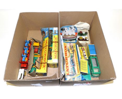 Matchbox Kingsize Models K16 Dodge tractor with twin tippers, K17 Low loader with bulldozer (both G-E boxes F) K17 another ex