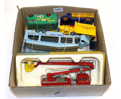 Various Diecast Dinky 582 Car transporter, light blue cab, 531 Comet lorry blue/yellow; Corgi 1127 Simon Snorkel fire engine;