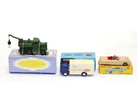 Dinky 661 Army Recovery Tractor 132 Packard Convertible; Corgi 453 Commer Walls lorry (all E boxes G-E) (3) 
