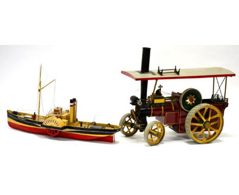 Scratchbuilt Model Of Steam Paddleship 'President' of the type used in Leith, wood construction and nicely detailed, fitted w
