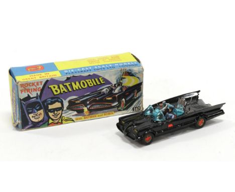 Corgi 267 Batmobile in original display box with instructions, leaflet and missiles on sprue (E box F-G, two flaps detached)