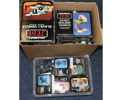 Star Wars Return Of The Jedi Vehicles Slave 1, Scout Walker, two Speeder bikes, AST-5, CAP-2, Radar laser canon, Ewok Catapul
