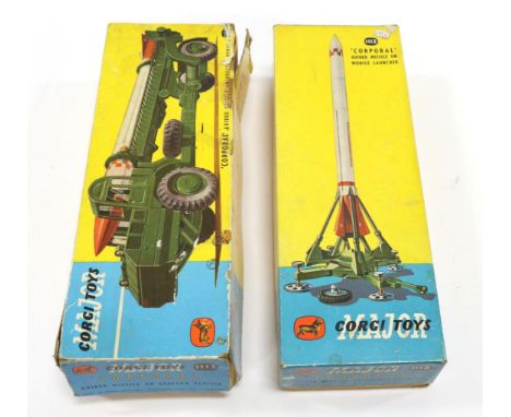 Corgi Rocket Age Models 1113 Corporal missile erector vehicle (G, cone perished, box F-G, with Rocket Age leaflet) and 1112 G