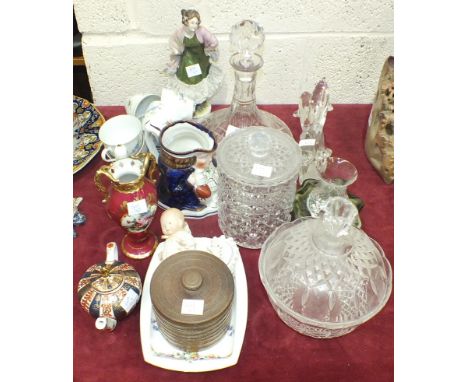 An Allertons ceramic Toby jug, various other china and glassware.