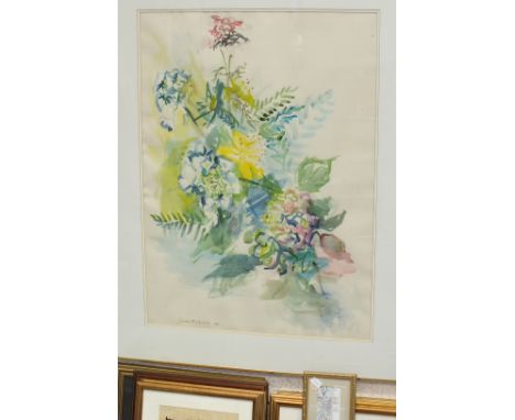 Isabel McWhirter, 'Flowers with Hydrangeas', a signed pastel dated 1980, 75 x 54.5cm, Bracey, 'Garden Gate surrounded by flow