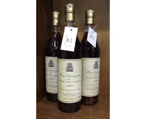 Bas-Armagnac, 1993 Vintage, Marquis de Caussade, 3 bottles.