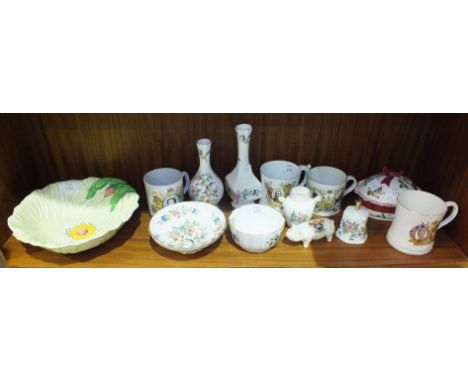 A Carltonware salad bowl, five pieces of Aynsley 'Pembroke' decorated ceramics and other chinaware.