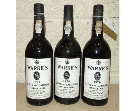 Warres 1979 Vintage Port, 3 bottles.
