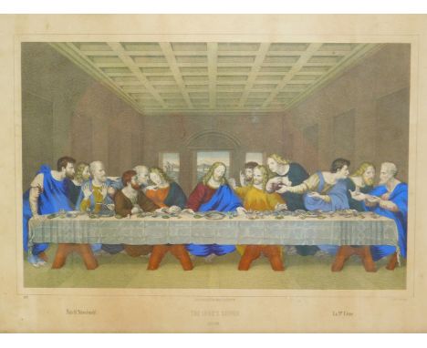 After Leonardo de Vinci. The Lord's Supper, 19thC lithograph  by J Hettlinger, published in Frankfurt am Main, 33cm x 46.5cm.