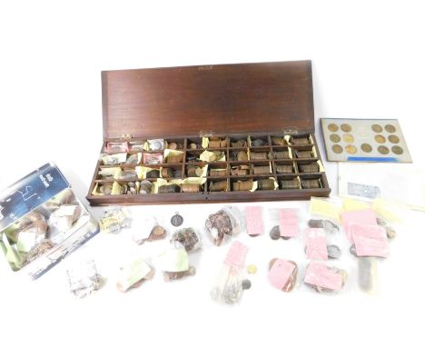 English and World coinage and banknotes, including George III Cartwheel Pennies, Victorian coinage, and a silver sporting med