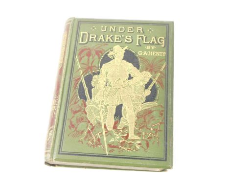 G A Henty. Under Drake's Flag, first format, first edition, gilt tooled, green cloth, published by Blackie &amp; Son, London.