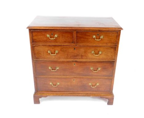 A George III mahogany chest of drawers, with two short over three long graduated drawers, raised on bracket feet, 96cm H, 95c