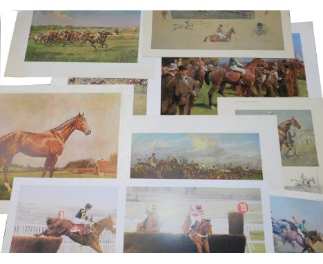 A portfolio of prints relating to horse racing and polo, including a Snaffles print A National Candidate, John King; Cowdray 