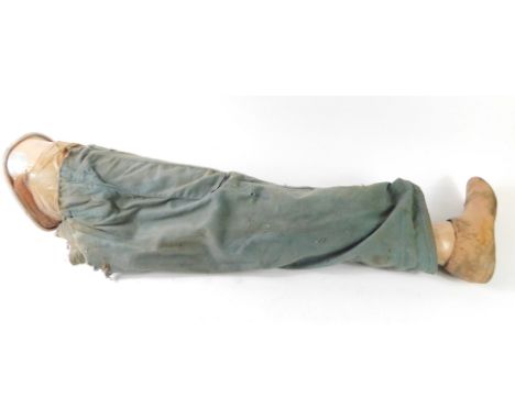 A vintage prosthetic leg, possibly WWI period, 90cm H.