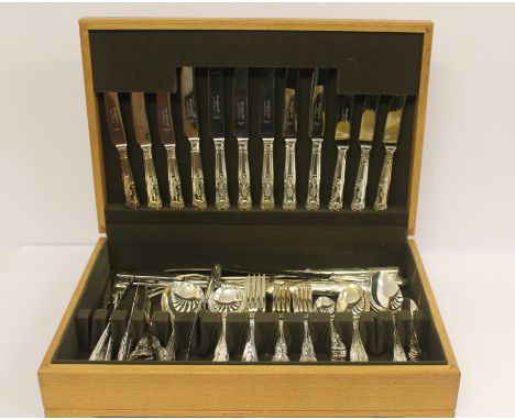 A light oak canteen of Eben-Parker silver plated cutlery, six place settings.