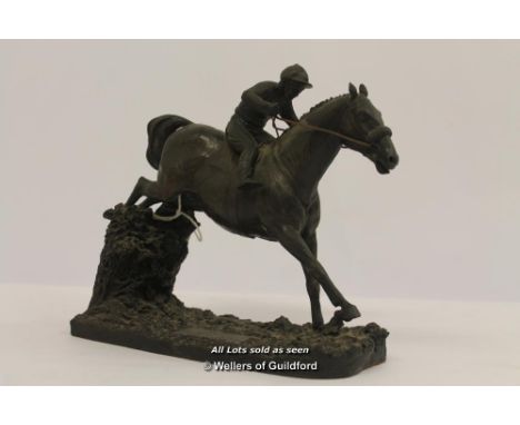 Robert Donaldson, bronze resin sculpture of Red Rum with jockey up, cast by Heredities Ltd, 21cm. ¦