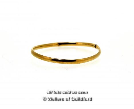 9ct yellow gold bangle, a/f, dented, weight 4.8 grams