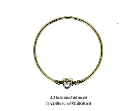 *Pandora bangle with heart clasp set with white stones (Lot subject to VAT)