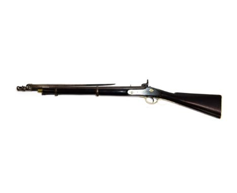 A Victorian Tower Two Band Artillery Percussion Carbine, the 63cm steel barrel with numerous inspector's markings, Sold Out o