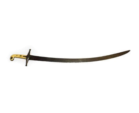 An Early 19th Century Mameluke Sword, the 78cm single edge curved steel blade double edged for the last 27cm, the steel hilt 