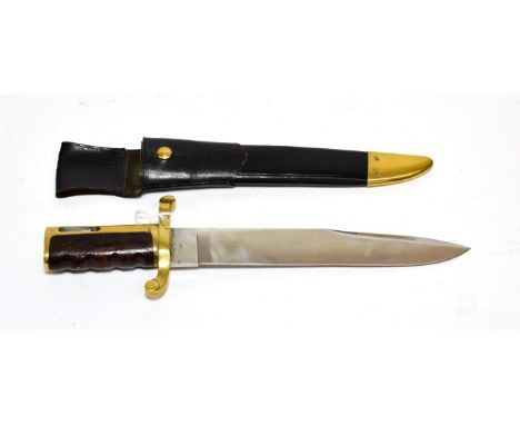 A Copy of a U.S. Navy Dahlren Bayonet/Bowie Knife, the 30.5cm spear point steel blade stamped at the ricasso AMES MFG CO CHIC