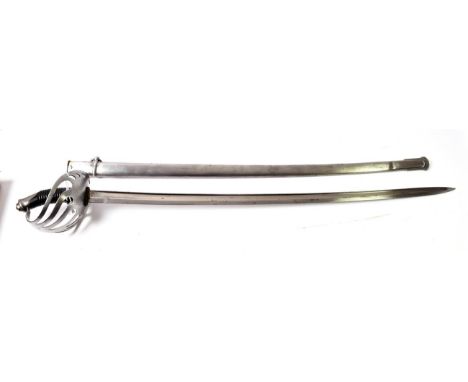 A Pre-First World War French Cavalry Trooper's Sword, the 90cm single edge fullered steel blade engraved Manufacture d'armes 