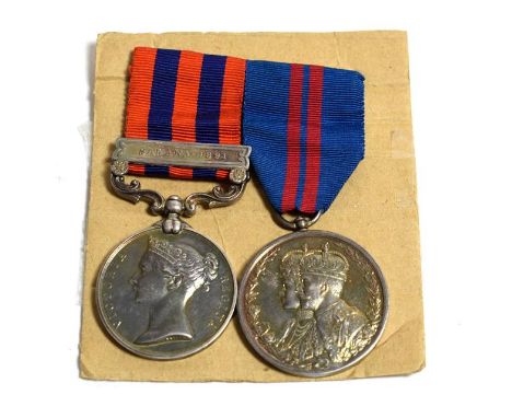 An India General Service Medal 1854-95, with clasp SAMANA 1891, awarded to Ltt. C.M. Dallas S.C. and Delhi Durbar 1911, un-na