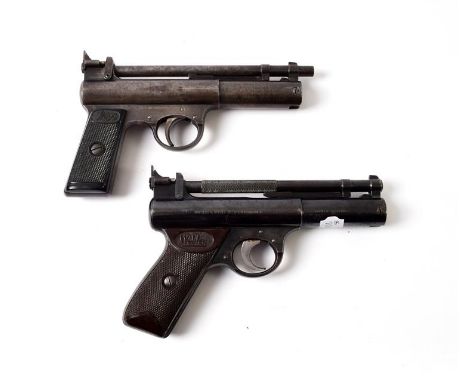 PURCHASER MUST BE 18 YEARS OF AGE OR OVER A Webley Senior .177 Calibre Air Pistol, numbered S4652, with W &amp; S chequered b
