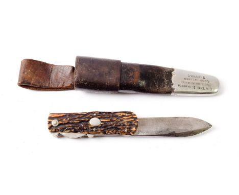 A 19th Century Folding Knife by Joseph Rodgers, Sheffield, the 19cm single edge steel blade with slightly chamfered tip, stam