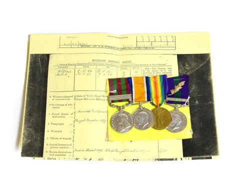 A Late Victorian/First World War Group of Four Medals, comprising India Medal 1895-1902, with clasp PUNJAB FRONTIER 1897-98, 