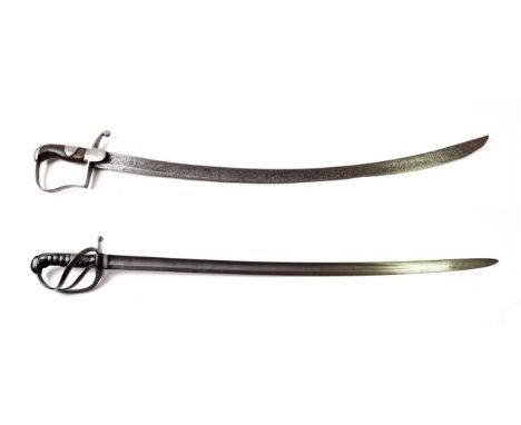 A Victorian 1821 Pattern Light Cavalry Sword, the 89cm single edge fullered steel blade double edged for the last 24cm, the l