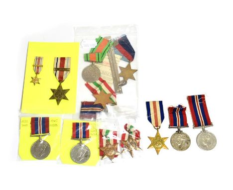 A Second World War Group of Six Medals, comprising 1939-45 Star, Africa Star with clasp 8TH ARMY and corresponding miniature,