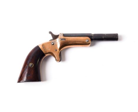 A Stevens 'Old Model' Rimfire Pocket Pistol, the 7.5cm round  blued steel barrel octagonal at the breech, marked J.STEVENS &a