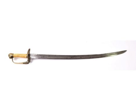 A Late 18th Century American Infantry Officer's Sword, with 70cm single edge double fullered steel blade, gilt brass hilt wit