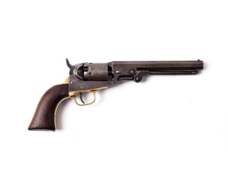 A Colt Model 1849 Five Shot Percussion Pocket Revolver, .31 calibre, the 15cm octagonal steel barrel with two line address wi