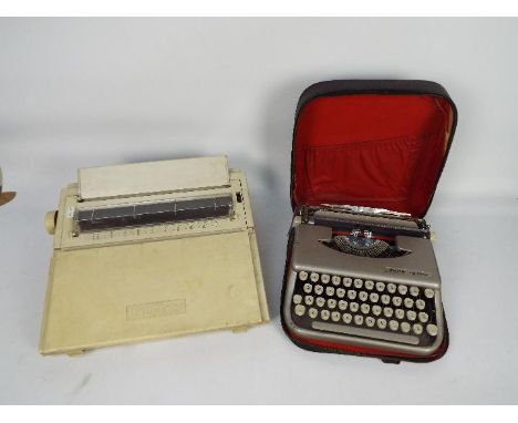 A Brother electric typewriter and an Empire Corona portable typewriter in carry case. [2]