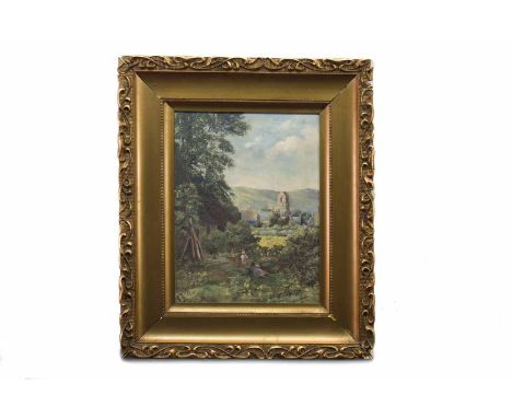 ROBERT EDWIN DOEG (SCOTTISH),CHILDREN PLAYING AT DUNNING, PERTHSHIREoil on canvas, signed43cm x 33cmFramedLabel verso: D R Mu