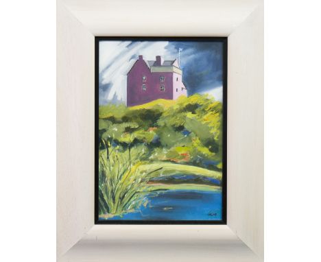 ROWENA LAING,PINK CASTLEoil on panel, signed42cm x 29cmFramed and under glass