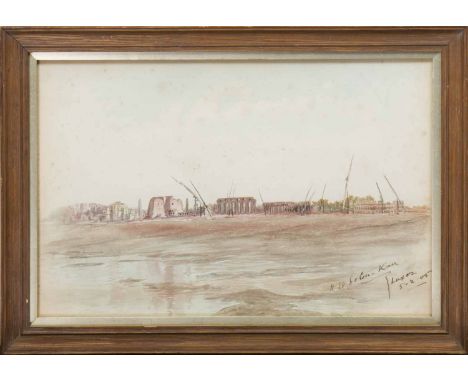 HEYWOOD WALTER SETON-KARR (BRITISH 1859 - 1938),LUXOR, EGYPTwatercolour on paper, signed and dated 5/2/190524cm x 36.5cmFrame