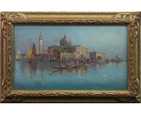 L. BERTINI, VENETIAN SCENE oil on panel, signed 17.5cm x 30cm Framed and under glass.