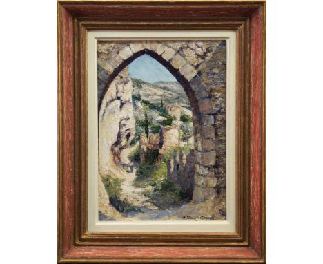 MARY STEWART GIBSON (BRITISH fl. 1928 - 1940), TWO VIEWS OF GORDES, VAUCLUSE (A PAIR)oil on board, each signedEach 46cm x 56c