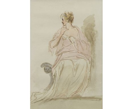 GEORGE ROMNEY (1734 - 1802),PORTRAIT SKETH OF LADY ELIZABETH WEBSTERwatercolour on paper 19cm x 12cmMounted, framed and under